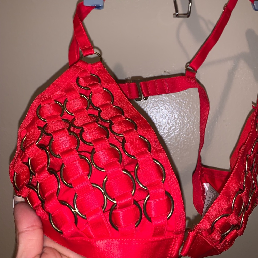 Red Two piece with gold chains